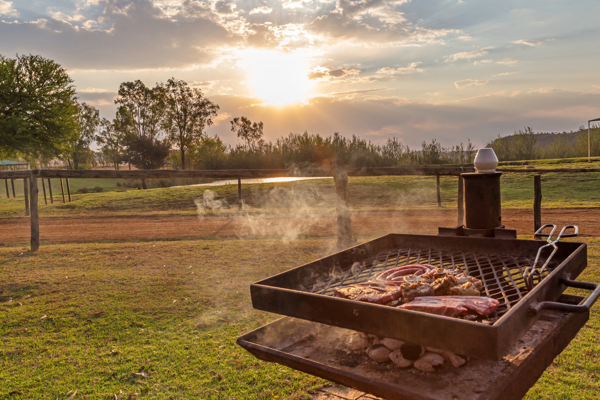 Barbeque braai at sunset