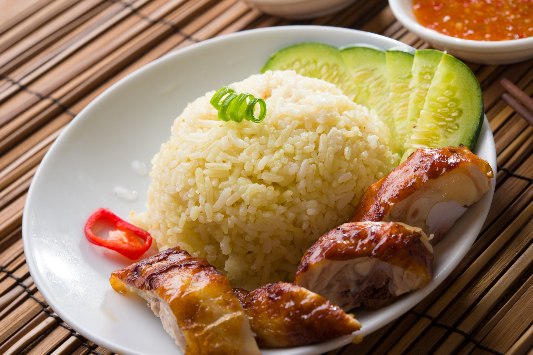 hainan chicken rice , singapore food