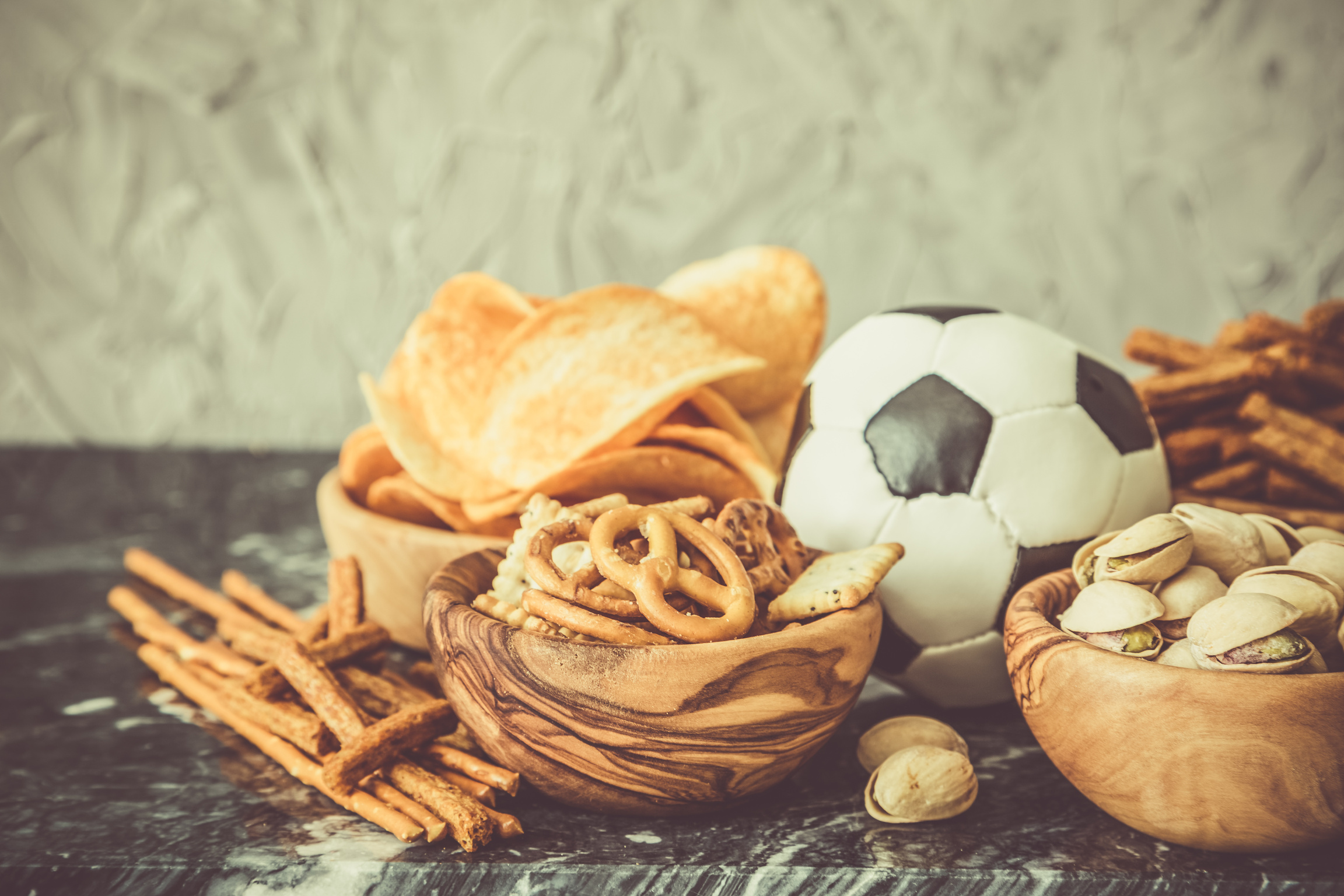 Selection of Party Food for Watching Football  